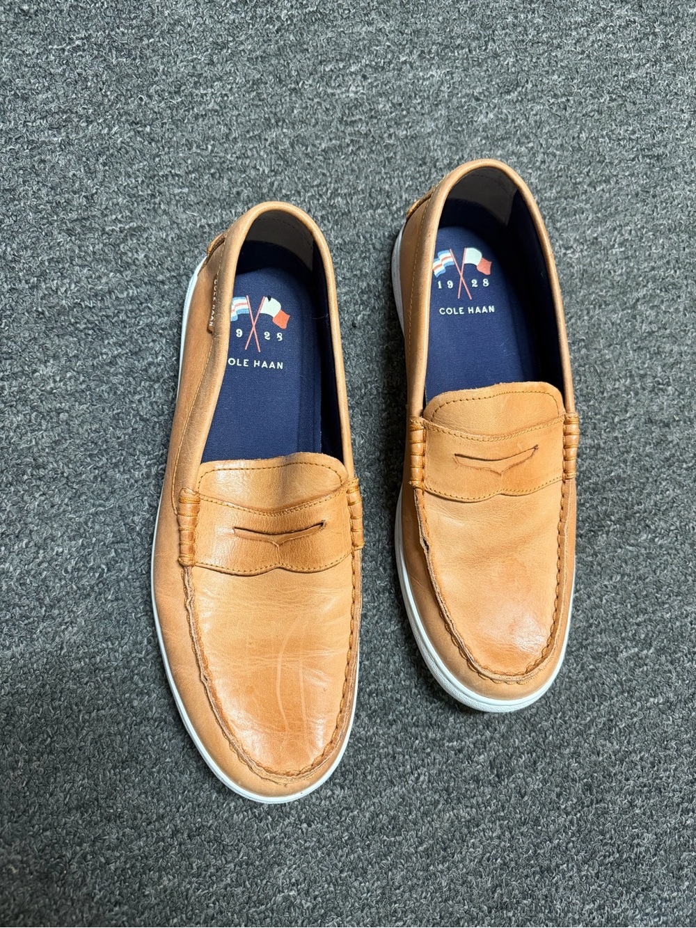 Cole Haan Men's Cognac Leather Penny Slip-Ons - Picture 5 of 5